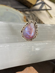 Large Teardrop Pink Moonstone Ring