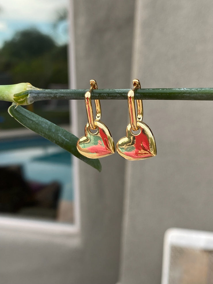 Golden Heart Huggie Earrings