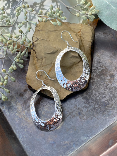 Hammered Oval Earrings