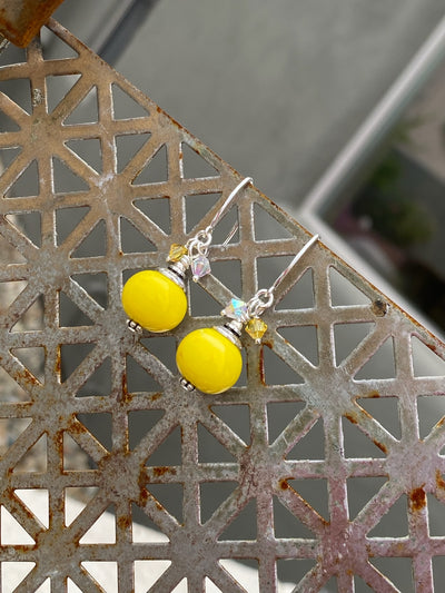 Yellow Glass Earrings