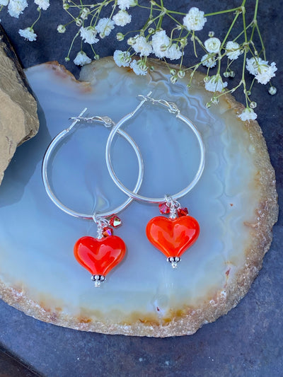 Orange Heart Earrings