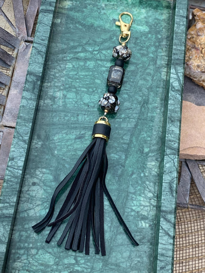 Dark Floral Bag Charm