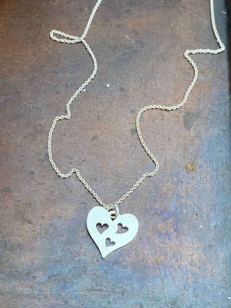 Triple Sterling Heart Necklace