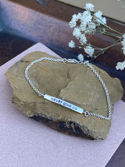 Never Give Up Silver Bracelet