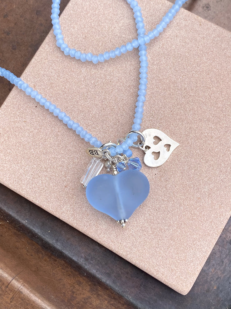 Blue Quartz necklace Sterling Silver blueberry Quartz gemstone pendant  necklace choker Healing Crystal courage throat Chakra jewellery Gift