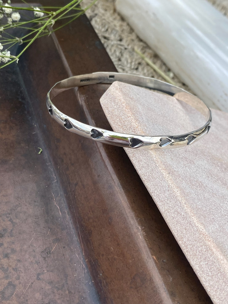 Sterling Silver Heart Bangle